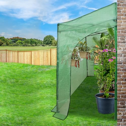 EAGLE PEAK 10x5 Easy Setup Pop Up Greenhouse, Lean-to Design, Clear/Green - color: Clear/Green, size: 10x5