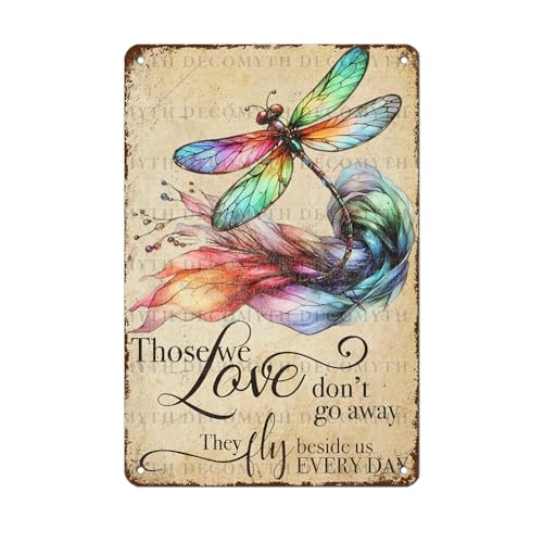 Those We Love Butterfly Memorial Tin Sign Wall Decor 12 * 8inch - color: Dragonfly15, size: 20X30cm(12*8in)
