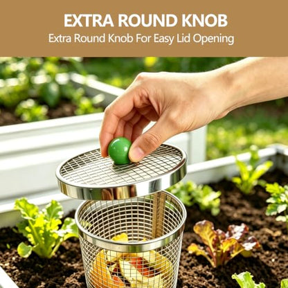 4PCS Underground Worm Composting Bin, Small Round Metal Stainless Steel