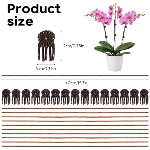 10Pcs Plant Support Stakes with 15Pcs Plant Clips Bendable Plant Sticks