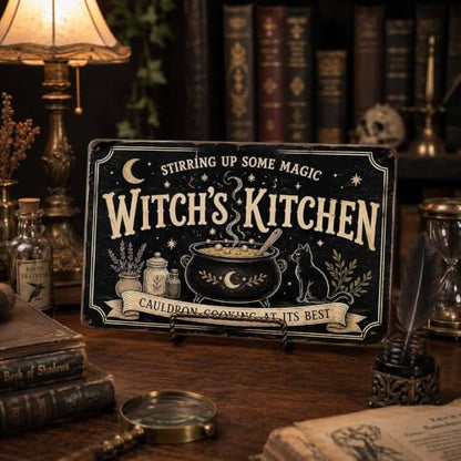 Halloween Metal Art Sign Witch's Kitchen Cauldron Cooking Decor - color: 10A