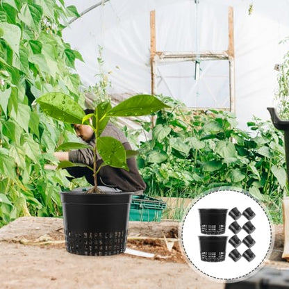 UPKOCH Hydroponic Net Pots, Black Plastic Growing Cups, 10 Pack