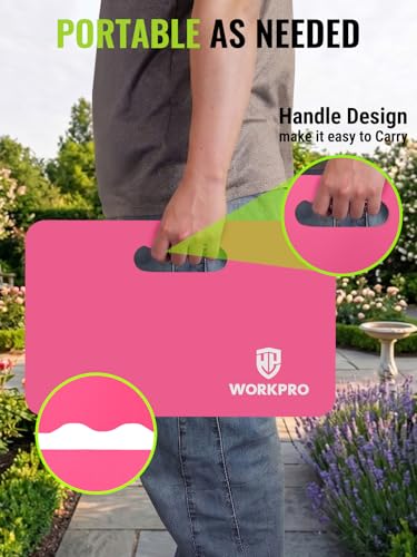 WORKPRO Extra Thick Kneeling Pad, 2 Pack, 17.5 x 11 x 1.5 in, Pink - color: Pink, size: 2 Pack