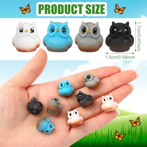 Weysat 60 Pcs Mini Resin Owls Miniature Figurines Tiny Resin Owls
