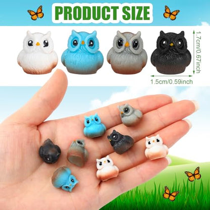 Weysat 60 Pcs Mini Resin Owls Miniature Figurines Tiny Resin Owls