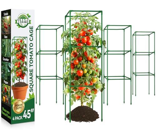 4 Pack 45" Tomato Cages for Garden, Heavy Duty Adjustable Plant Support - size: 45 inch