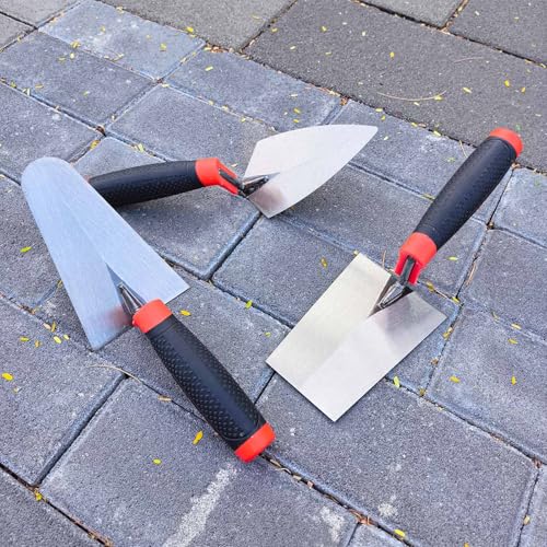 3 Pieces Masonry Trowel Carbon Steel Bricklaying Hand Tool Set - size: 6"--3 Pcs