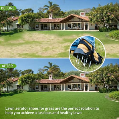 Lawn Aerator Shoes Pre‑Assembled with Secure Dual Instep Straps for Lawn - color: Black