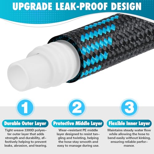 25 FTGarden Hose, Non-Expandable Flexible Fabric Water Hose with 10-Function Spray Nozzle, Kink-Free & Lightweight Yard Hose with 3/4" Solid Brass Connectors for Lawn, Outdoor, RV & Marine Use - size: 25FT