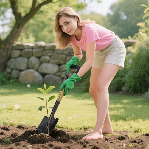 HIGHLIGHT Small Kids Shovel for Digging, 28Inch Wooden D Grip Round