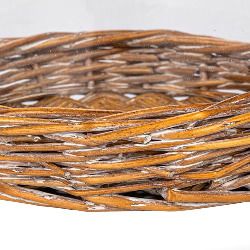 Creative Co-Op Round Glass Cloche with Woven Willow Base, Clear