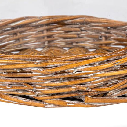 Creative Co-Op Round Glass Cloche with Woven Willow Base, Clear