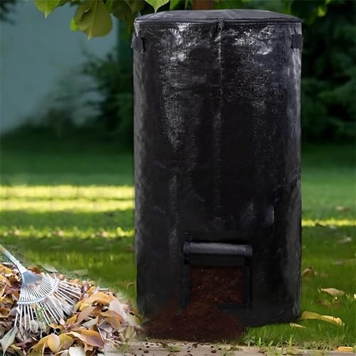 Compost Bin Bags 34 Gallon Garden Compost Bags Outdoor Reusable,Organic Waste Garden Yard Compost Bag Collapsible Leaf Lawn Bags Gardening Container (Black 4pcs) - color: Black 4pcs