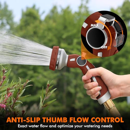 RESTMO Hose Nozzle Heavy Duty, Metal Water Hose Sprayer for Garden - color: Red, size: 9 Watering Patterns