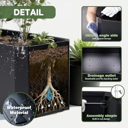 Metal Rectangular Planter Box 36"L x 15"W x 15"H Steel Black Planter Box - color: Black