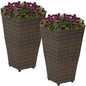 Sunnydaze 20" Square Tall Wicker Outdoor Planter, Brown, 2pk - color: Brown, size: 20 in