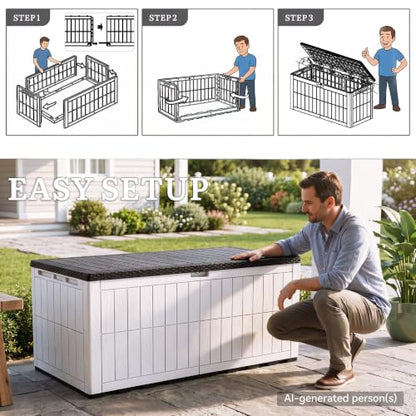YITAHOME XXL 240 Gallon Extra Large Deck Box - color: Grayish-White & Black, size: 240 Gallon