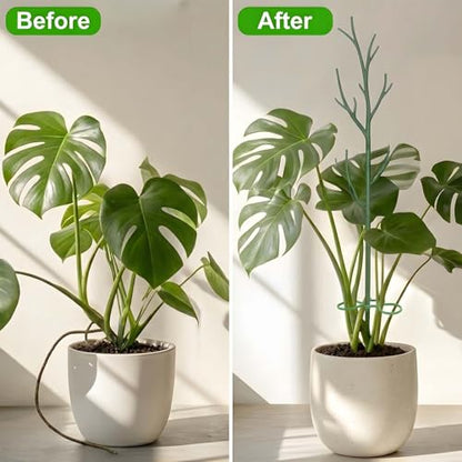 Stackable Monstera Plant Support Stakes,Plant Trellis for Indoor Climbing Plants, Tree Branch Shape Modular Plant Support Pole for Monstera, Pothos, Ivy - Green (52inch)