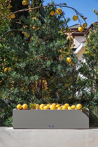 Veradek Block Series Trough Planter - Rectangular Outdoor Window Box - color: Gray