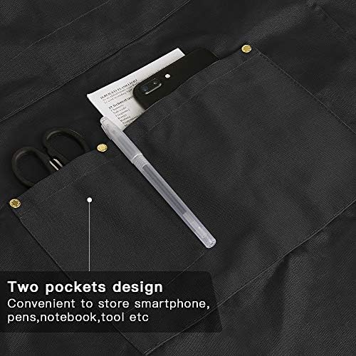 Crossback Apron with Pockets, Apron with Adjustable Straps - color: Black