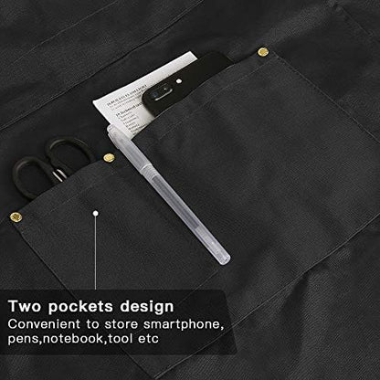 Crossback Apron with Pockets, Apron with Adjustable Straps - color: Black