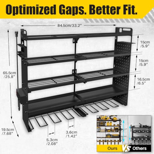 Large 5-Tier Power Tool Organizer Wall Mount, Charging Station, 34'' Wide - size: 34''Width (POWER STATION)