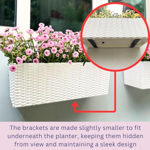 LaLaGreen Window Boxes Planter (20in, 4 Pack) Outdoor Wall Hanging Planters - color: White X 4