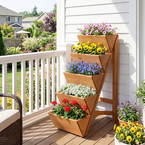 HAPPYGRILL 5-Tier Vertical Raised Garden Bed with Legs - size: 5-Tier