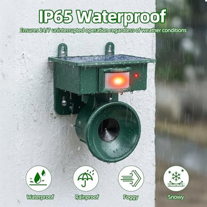 Solar Woodpecker Deterrent for House Ultrasonic Bird Repellent Devices Outdoor Goose Crow Pigeon Deterrents with Motion Activated IP65 Waterproof Bird Scare Devices for Garden Farm Yard Boat