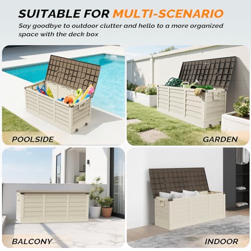VINGLI 75 Gallon Collapsible Outdoor Storage Box, Brown - color: Brown