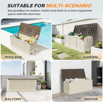 VINGLI 75 Gallon Collapsible Outdoor Storage Box, Brown - color: Brown