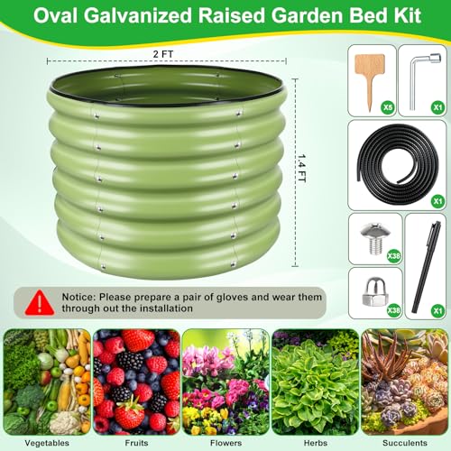 Angooni 2x2x1.4ft Galvanized Raised Garden Bed, Matcha Green Planter Kit - color: Matcha Green, size: 2x2x1.4 FT