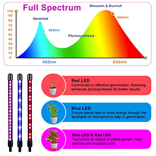 Grow Lights for Indoor Plants, Full Spectrum Dual-Head Clip Plant Lights - size: Red+Blue-2 Head 2 Pack