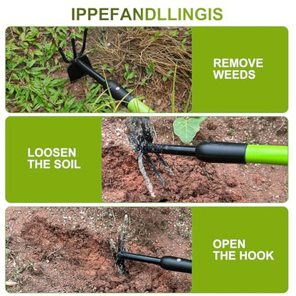 YIAD 2-in-1 Garden Hoe, 27"-39" Telescoping Steel Weeding Tool