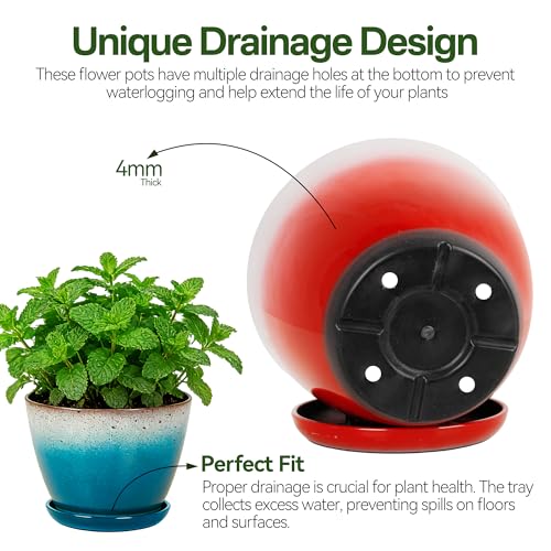 Worth 8 in. Small Plant Pots, Plastic Round 8" Flower Pots Set of 6