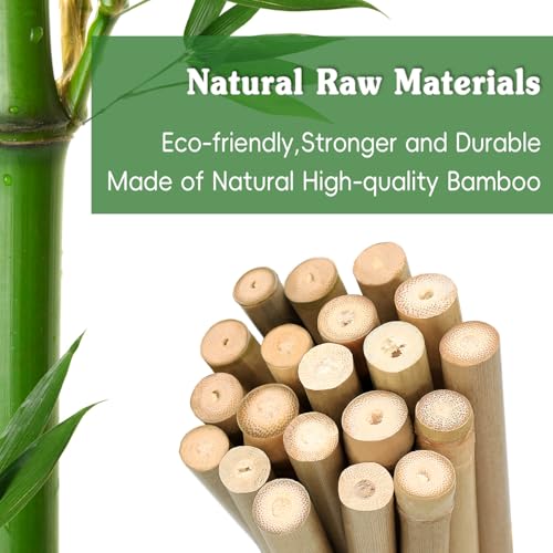 Plant Stakes, 4.8 FT Natural Bamboo Stakes Plant Support Stakes - 25Pcs - size: 4.8 FT,Pack of 20