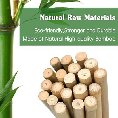 Plant Stakes, 4.8 FT Natural Bamboo Stakes Plant Support Stakes - 25Pcs - size: 4.8 FT,Pack of 20