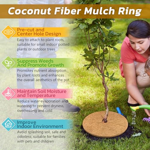 Legigo 10 Pack Coconut Fiber Mulch Ring Tree Plant Protector Mat, 11.8 Inch - color: 10 Pack, size: 11.8 Inch