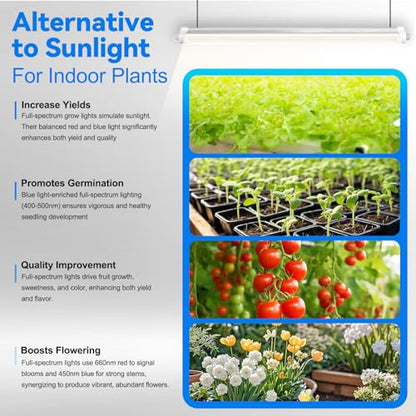 JESLED Waterproof T8 Grow Lights, 4FT 5000K Full Spectrum Daylight, 2Packs - size: 4FT×2P