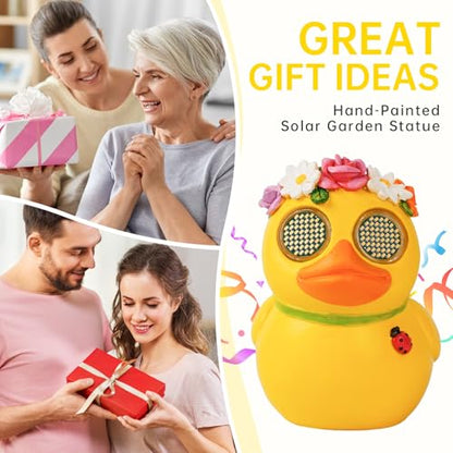 Porch Duck Statue,Solar Garden Duck Decor with Moving Eyes - style: Country