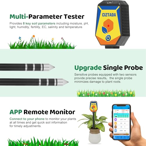 Smart Soil Moisture Meter 8 in 1 pH Salinity Fertility EC Meter