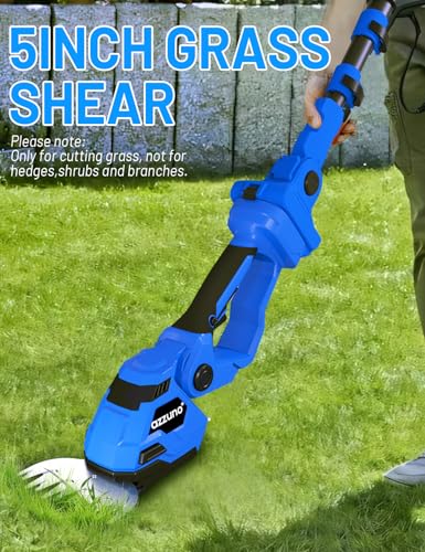 AZZUNO Pole Hedge Trimmer Cordless, 14.5FT Max Reach Electric Grass Shears Shrubbery Hedge Trimmer with 2 Packs 2.0Ah Batteries - style: with extension pole