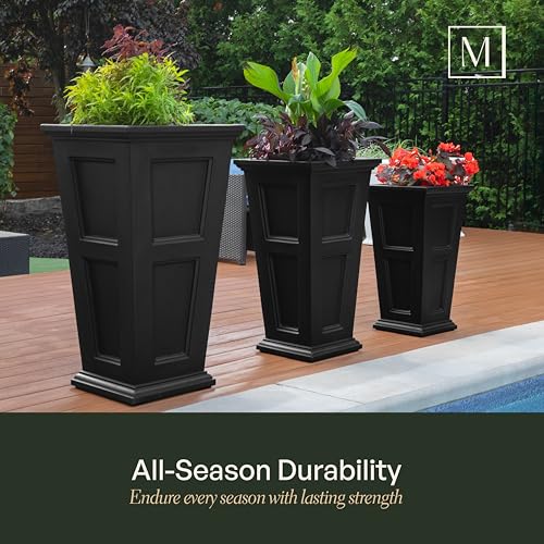 Mayne Fairfield 34in Self-Watering Tall Square Planter, Black - color: Black, size: 34in