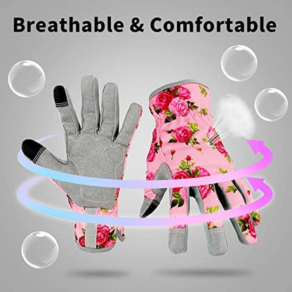 YRTSH Leather Gardening Gloves for Women, Flexible Breathable Garden Gloves - size: Small (Pack of 1)