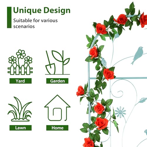 2 Pack 86.5" x 19.7" Metal Garden Trellis for Climbing Plants, Green - color: 2 Pack - Arched - 86.5" x 19.7"-Green