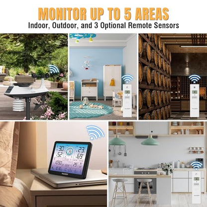 Raddy VP7 5-in-1 Wireless Weather Station, 7.4 Inch Color Display - style: VP7
