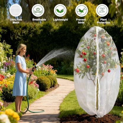 Jevrench 4-Pack 2.6 x 3.6 ft Garden Netting Bags with Zipper and Drawstring - size: 2.6 x 3.6ft – 4 Pack