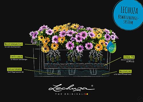 Lechuza BALCONERA Stone 50 Quartz White, Self-Watering Window Box (Railing Planter), H7.5 L19.7 W7.5 in - size: L50 W19 H19 cm