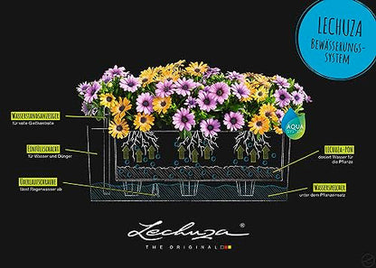 Lechuza BALCONERA Stone 50 Quartz White, Self-Watering Window Box (Railing Planter), H7.5 L19.7 W7.5 in - size: L50 W19 H19 cm