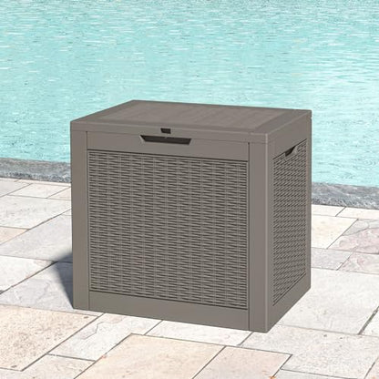 LHBGO 31 Gallon Deck Box, Resin Outdoor Storage Box, Waterproof and UV Resistant Deck Box, Lightweight Storage Box for Garden Tools, Pool Supplies